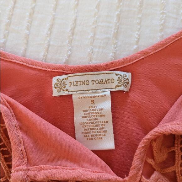 Flying Tomato Boho Cold Shoulder Coral Dress size Small - Picture 2 of 4